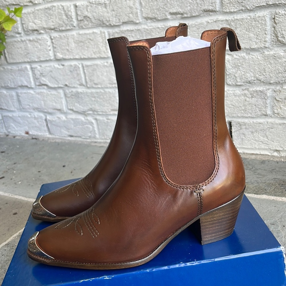 Polo Ralph Lauren Women Brown Vachetta Leather Chelsea Toe Cap Boot